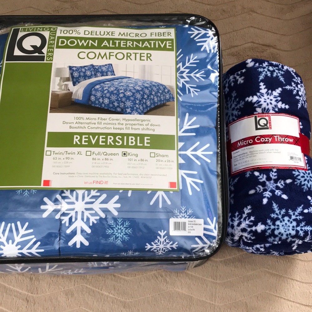 Blue Comforter and throw set